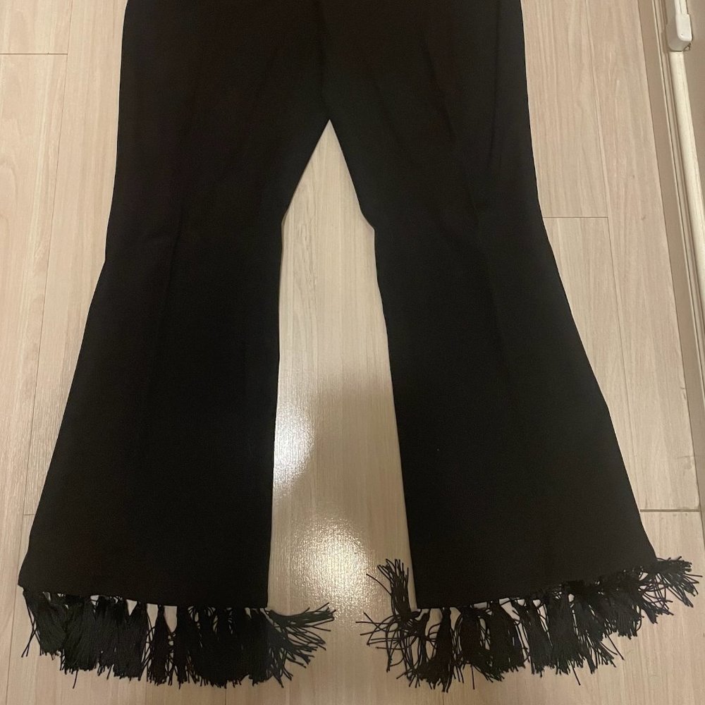 ANTHROPOLOGIE CROP FLARE FRINGED PANTS